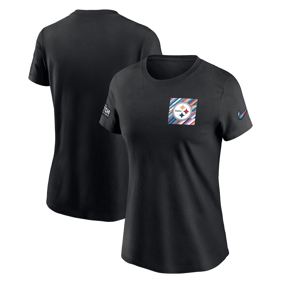 Women's Pittsburgh Steelers Black 2023 Crucial Catch Sideline Tri-Blend T-Shirt(Run Small)